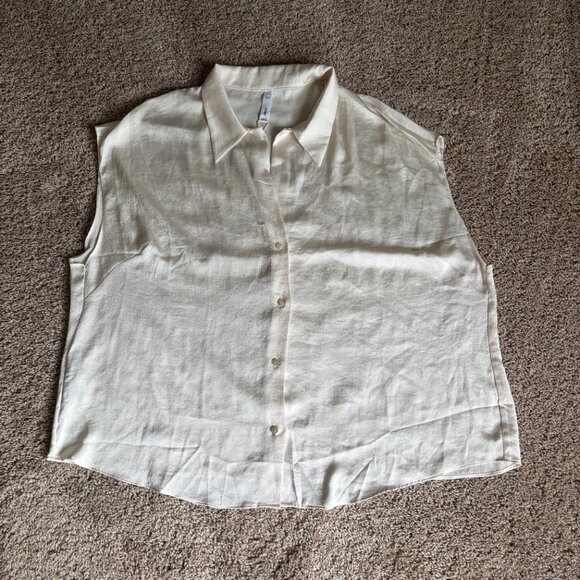 Mango MNG Blouse Womens 3XL Ivory Flowy Flouncy Summer Beach Vacation Resort NWT - Picture 1 of 9